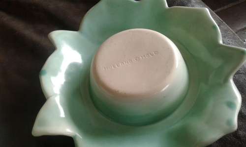 Stunning Vintage Mid Century Two Piece Light Turquoise Holland Mold Flower Frog Vase