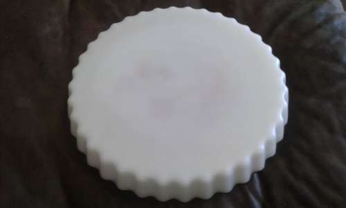 Vintage Mid Century Modern White Milk Glass Red Poppies Cake Form Mold