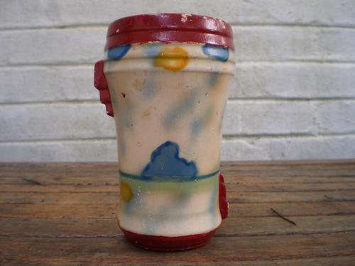 OLD ENGLISH ART DECO VASE, HANDPAINTED MARKED DOLTON