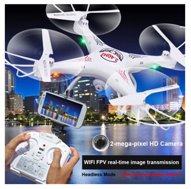 White Quadcopter WIFI FPV D97 with HD 2-mega-pixel CAM 6 Axis Gyro 2.4GHz 4 Channel
