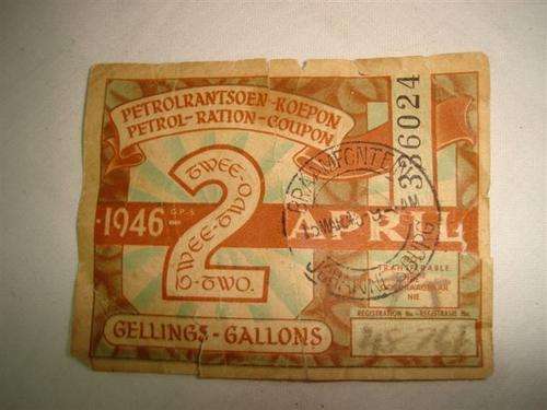 Petrol Ration Coupon - One Gallon - 1946 - No 336024