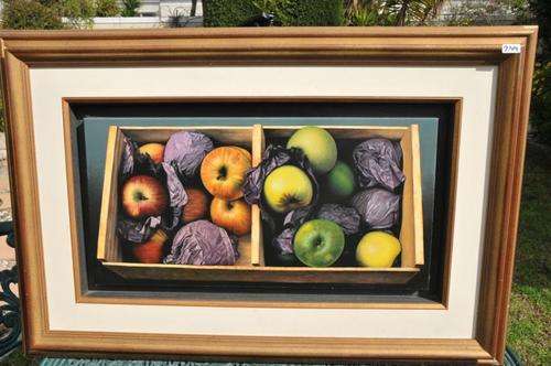 AWESOME OIL CANVAS APPLES SIGNED ALBOJUK-FANTASTIC ARTWORK,VERY DETAILED