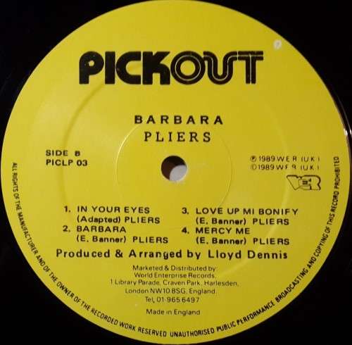 PLIERS - BARBARA - VINYL LP ( NO SLEEVE )