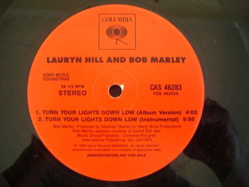 LAURYN HILL AND BOB MARLEY - TURN YOUR LIGHTS DOWN LOW - 12" VINYL