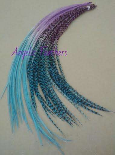 5 X BLUEBERRY CHEESECAKE - OMBRE TYE DYE FEATHER HAIR EXTENSIONS