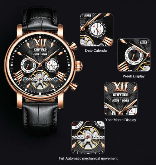 KINYUED - Original Luxury Brand Automatic Mechanical Tourbillon Men`s Wrist Watch