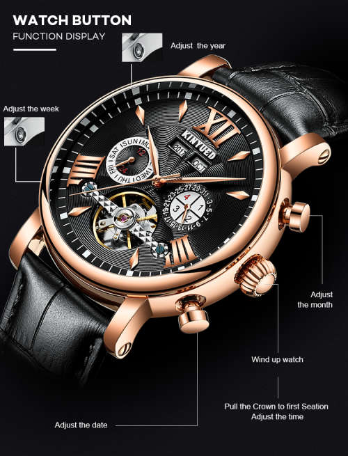 KINYUED - Original Luxury Brand Automatic Mechanical Tourbillon Men`s Wrist Watch