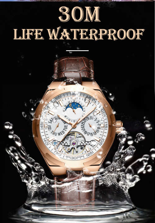 KINYUED - Sapphire Crystal Men`s Watch Tourbillon Movement Mechanical Automatic Watch