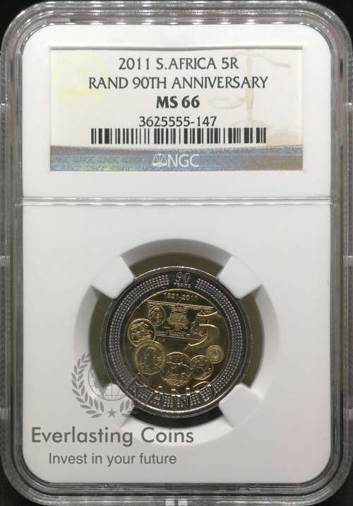 2011 S. Africa 5R 90th Anniversary MS66 - Bid per Coin - 7 Coins in Total