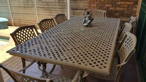 8 Seater Cast Aluminium Patio set Table + Chairs