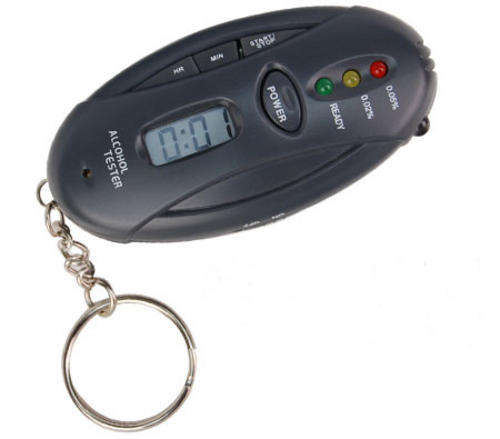 KEYRING ALCOHOL BREATH TESTER WITH TIMER AND FLASHLIGHT