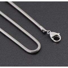 LONG SNAKE DESIGN SILVER CHAIN WITH CRABS CLAW