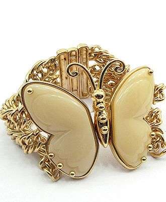 BUTTERFLY LUCITE BEAD CHARM ON CHAINS - BRACELET