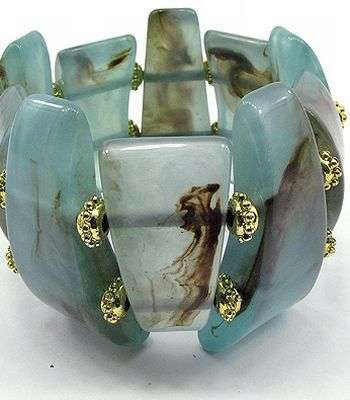 CHUNKY NATURAL TURQUOISE POLISHED STONE - STRETCHY BRACELET