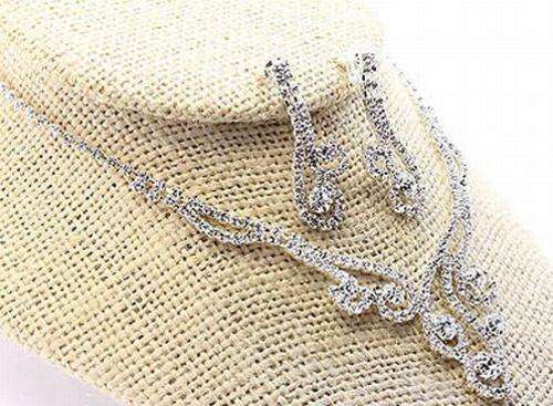 RHINESTONE AND CRYSTALS IN METAL CASTING - ANTIQUE STYLE  WEDDING SET