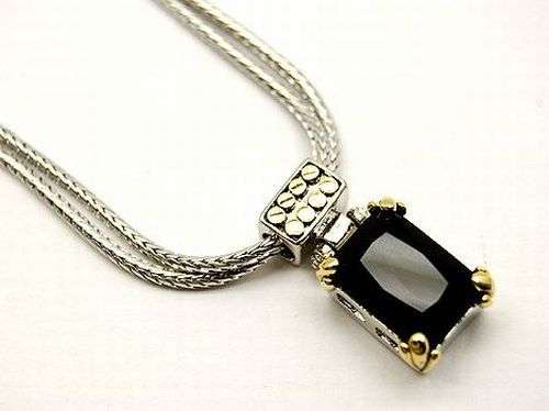 "BLACK SQUARE ONYX  ON A CHAIN" - PENDANT