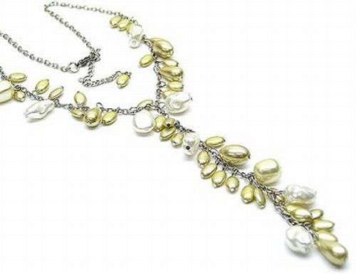 T-SHAPE BI-COLOR (SIM) PEARLS AND BEADS - NECKLACE SET