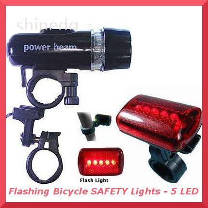 Power Beam LED Safety Bicycle Lights - Front and Rear