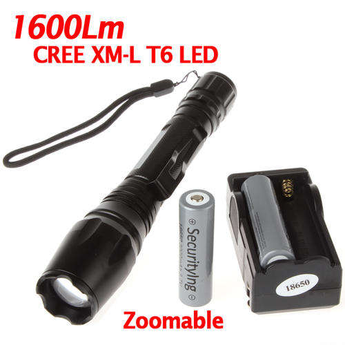 1600 Lumen Powerful Rechargeable CREE LED Torch with adjustable zoom