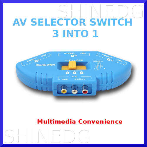 3 IN 1 PORT RCA AV AUDIO VIDEO SELECTOR SWITCH FOR TV,DVD,PS3,WII, ETC
