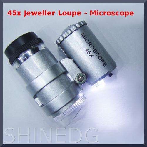 45x Mini Loupe - Microscope with LED Light for Jewellers