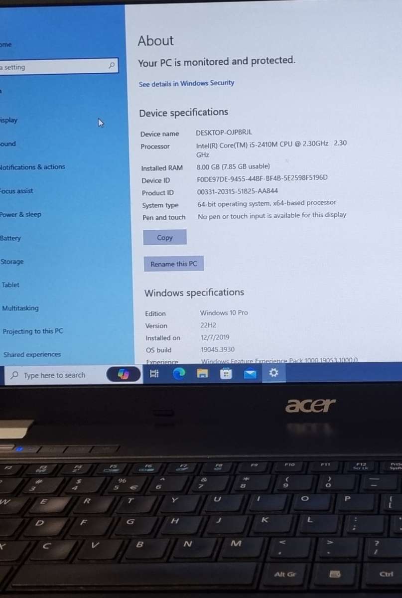 Acer travelmate 5760 i5, 8 gig ram 500gb hd