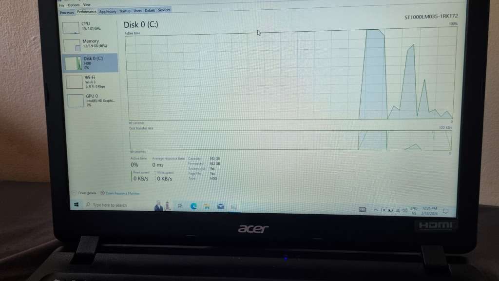 Acer extensa 2540-i3-7th gen