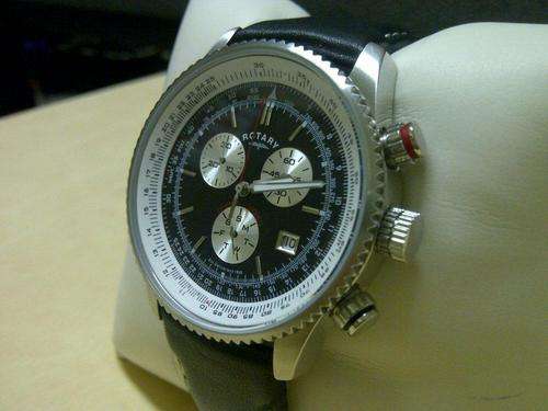 ROTARY Chronograph Black Leather Strap Aviator Gents Watch*SPECIAL EDITION*