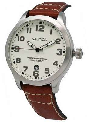 MENS NAUTICA N09560G Cream Dial  Date Watch(FREE STANDARD SHIPPING)