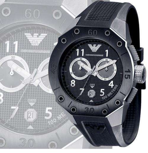 New Emporio Armani AR0665 Black/Grey Chronograph  Gents Watch**EXCLUSIVE ITEM**