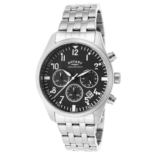 ROTARY Aquaspeed Chronograph Black Dial Gents Quartz DRESS Watch"BRAND NEW WITH ALL DOCS"