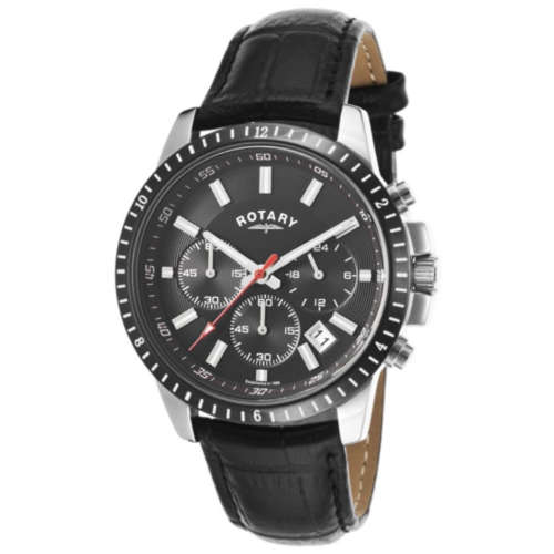 ROTARY Swiss Chronograph Black Dial Gents Quartz DRESS Watch"BRAND NEW WITH ALL DOCS"