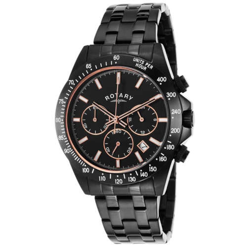 ROTARY Chronograph Black Dial Gents Quartz DRESS Watch"BRAND NEW WITH ALL DOCS"