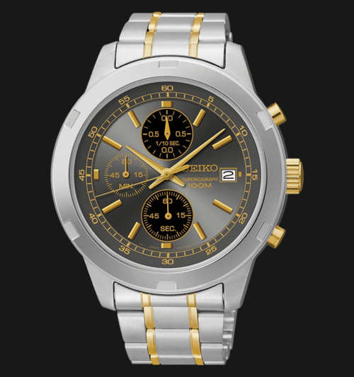 Latest SEIKO Chronograph 2-Tone Tachymeter Gents Quartz Dress Watch( LOWEST PRICE!!!)