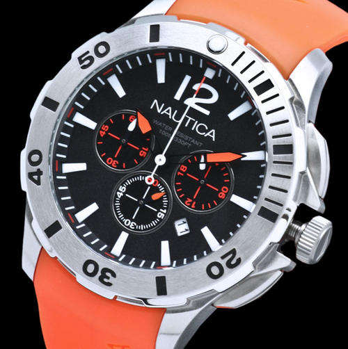 NEW 2011 Nautica BFD 101 Orange Chronograph Watch**NEW ARRIVAL**