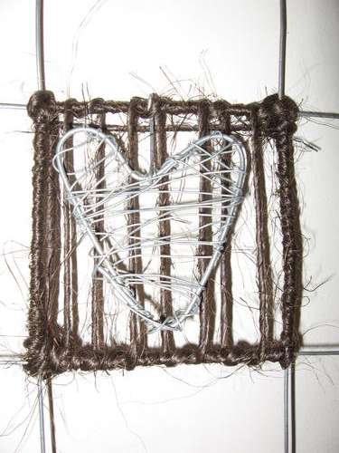 Stunning metal CROSS, wire heart&earthy string design!!