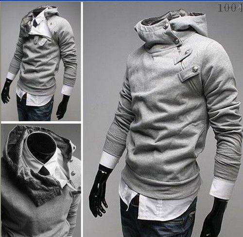 Christian Dior Men's Rabbit Collar Button oblique Zip Fleece Hoodie jacket size M Light Grey