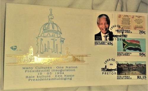 1 x Hand Signed Framed Photo of Nelson Mandela + First Day Cover