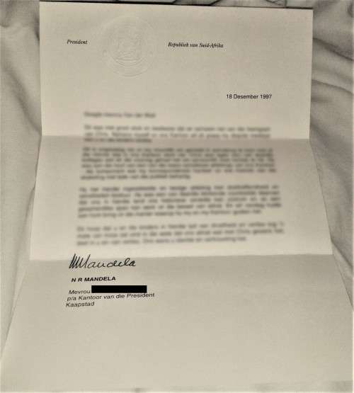 1 x Hand Signed Framed Photo of Nelson Mandela + First Day Cover