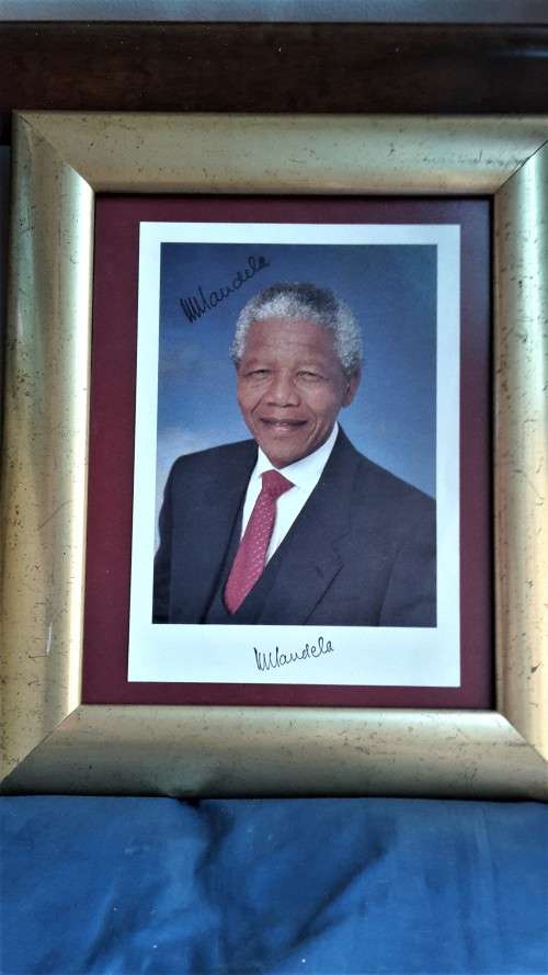 1 x Hand Signed and auto-pen signed Framed Photo of Nelson Mandela