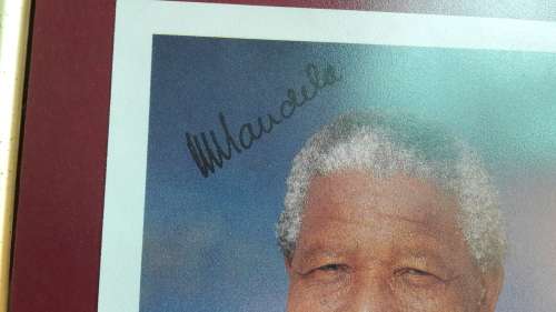 1 x Hand Signed and auto-pen signed Framed Photo of Nelson Mandela