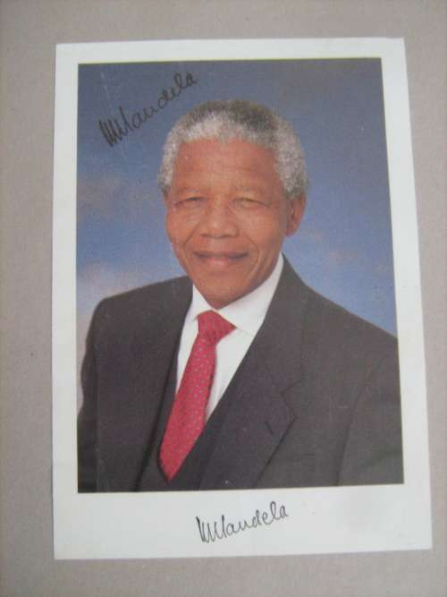 2 x  Signed Framed Picture of Nelson Mandela and first day cover