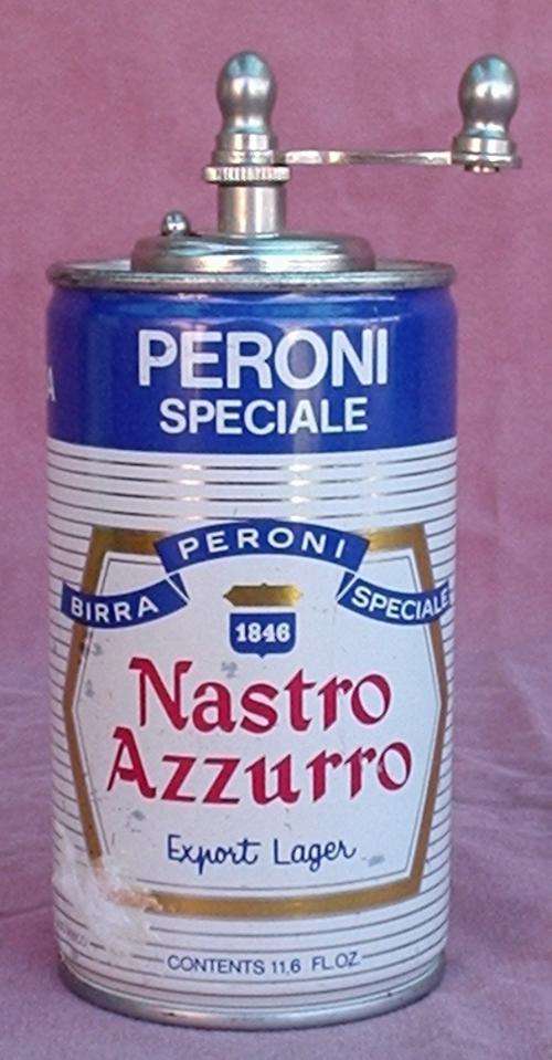 Peroni Birra Speciale Can - Pepper Grinder - Made Italy - Fleur de Lis - Assume 1970s