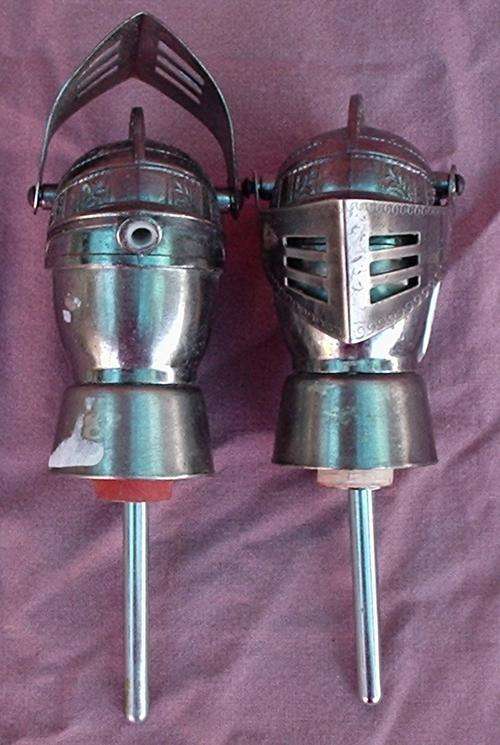 Set of Two Vintage Wine Pourers - Knight Heads - Metal - Estmate 1950s