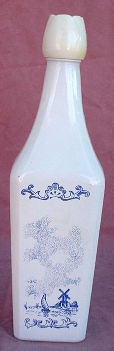 Decorative Blue and White Windmill Bottle with Tulip screw top