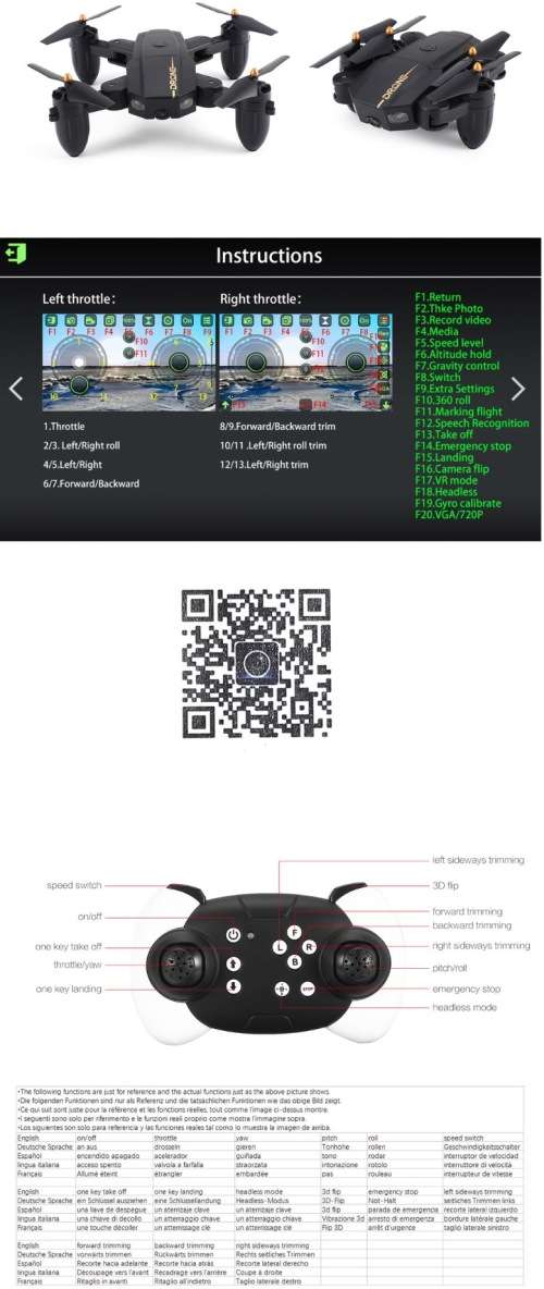 Pocket Mini FPV Foldable Smart Drone RC Quadcopter with 720P Wifi HD Camera Live Video Altitude