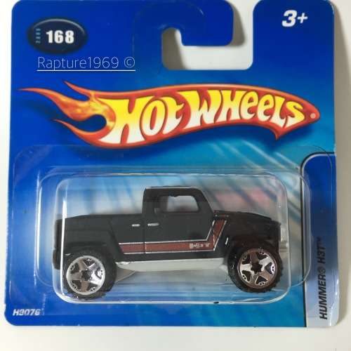 HW-Hummer H3T-2005 Hot Wheels #168 -Black-Carded-Blister Damaged