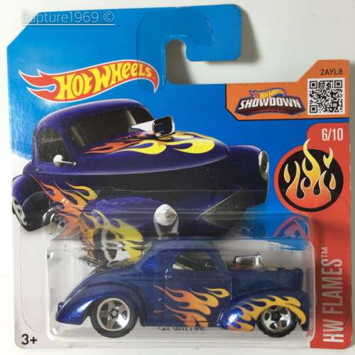 HW-41 Willys-2016 Hot Wheels Flames-Blue-Carded-