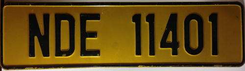 Old Natal Car Number Plate