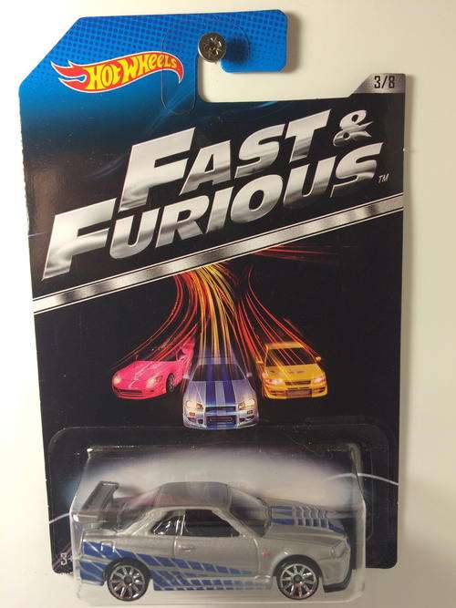 Hot Wheels - Silver - Nissan Skyline GT-R (R34) - 2014 Fast & Furious - Long Card